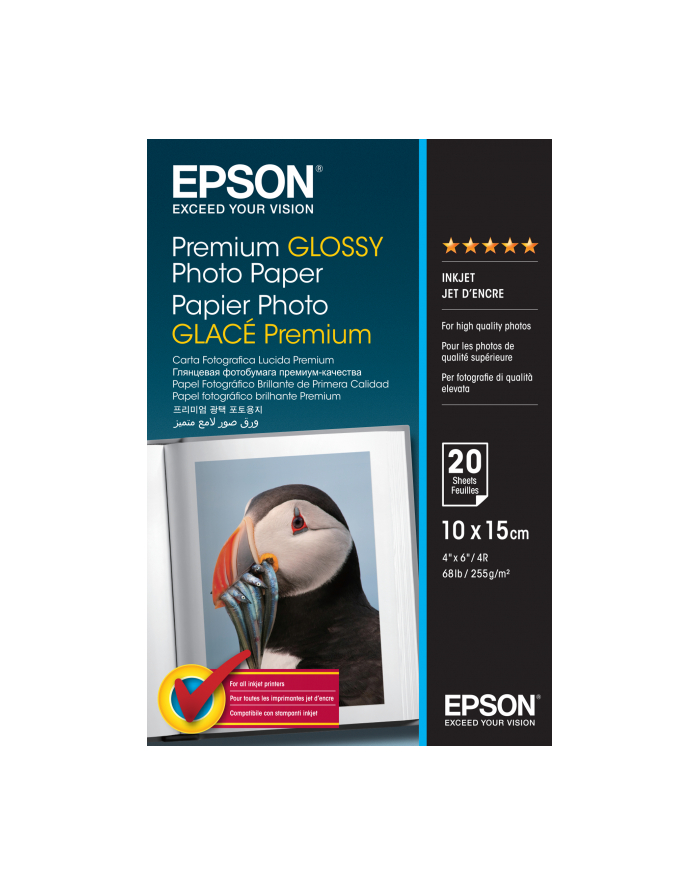 Papier Epson Premium Glossy Photo | 255g | 10x15 | 20ark główny