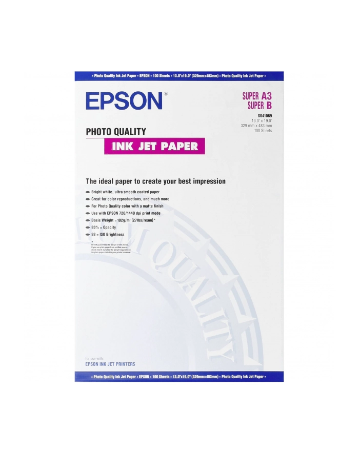 Papier Epson Photo Quality Ink Jet | 105g | A3  | 100ark główny