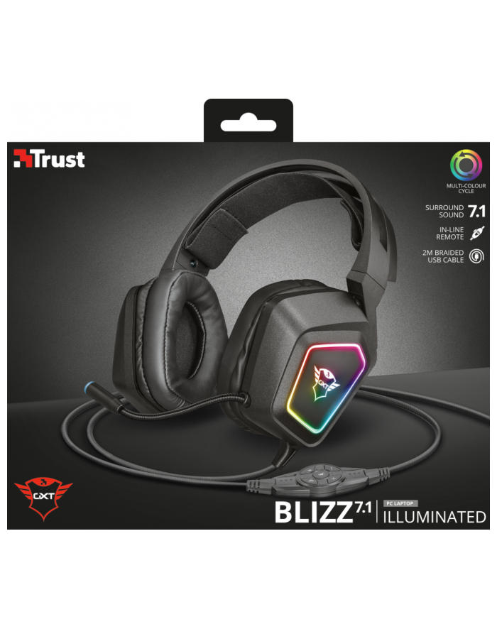 trust Słuchawki gamingowe GXT450 Blizz RGB 7.1 Surround główny