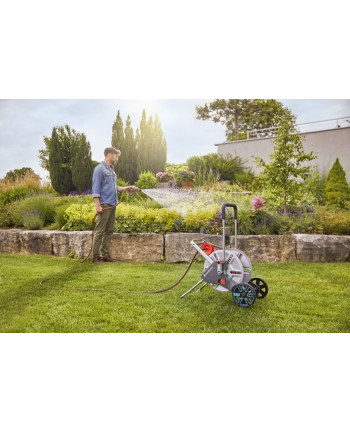 GARDENA Hose Trolley Aquaroll M Easy Set metal, hose wagon (gray / silver)