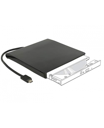 DeLOCK External Enclosure 5.25 ''Slim SATA drives 12.7 mm to USB Type-C plug, drive enclosure (black)