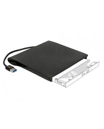 DeLOCK External enclosure for 5.25? Ultra Slim SATA drives 9.5mm to USB Type-A male, drive enclosure (black)