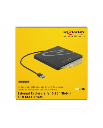 DeLOCK External enclosure for 5.25? Slot-in Slim SATA Drives 9.5 / 12.7 mm to USB Type-A male, drive enclosure (black) nr 2