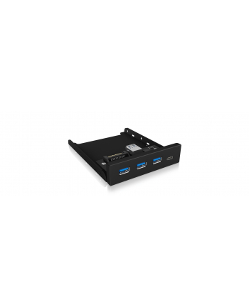 ICY BOX IB-HUB1418-i3, front panel (black, 3x USB 3.0 Type-A, 1x USB Type-C)
