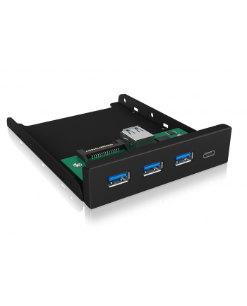 ICY BOX IB-HUB1418-i3, front panel (black, 3x USB 3.0 Type-A, 1x USB Type-C)