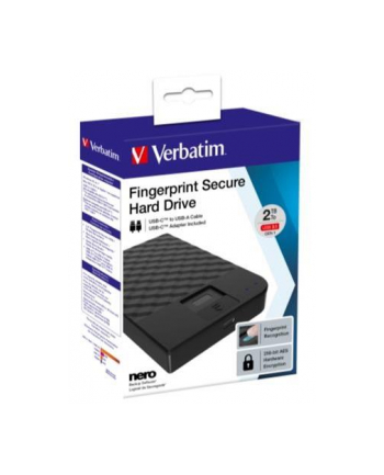 VERBATIM FINGERPRINT SECURE HDD 2TB AES 256 ENCRYPTION USB 3.1 GEN 1 (2.5'')