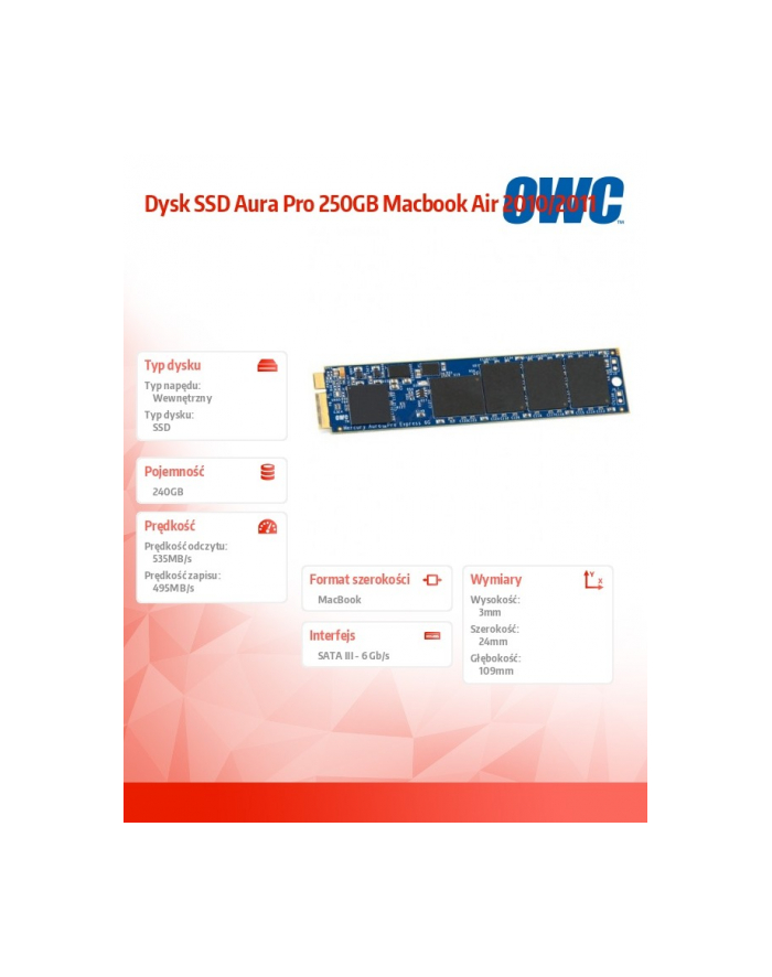 owc Dysk SSD Aura Pro 250GB Macbook Air 2010/2011 główny