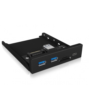IcyBox 3-portowy Hub (2x USB 3.0, 1x USB Type-C), czytnik kart miniSD/SD, czarny