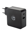 Manhattan Ładowarka Power Delivery USB-C 5V-20V do 60W USB-A 5V do 2.4A czarna - nr 12