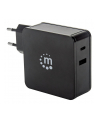 Manhattan Ładowarka Power Delivery USB-C 5V-20V do 60W USB-A 5V do 2.4A czarna - nr 15