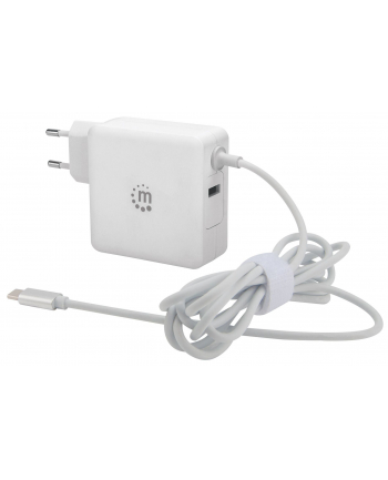 Manhattan Ładowarka Power Delivery USB-C 5V-20V do 60W USB-A 5V do 2.4A biała