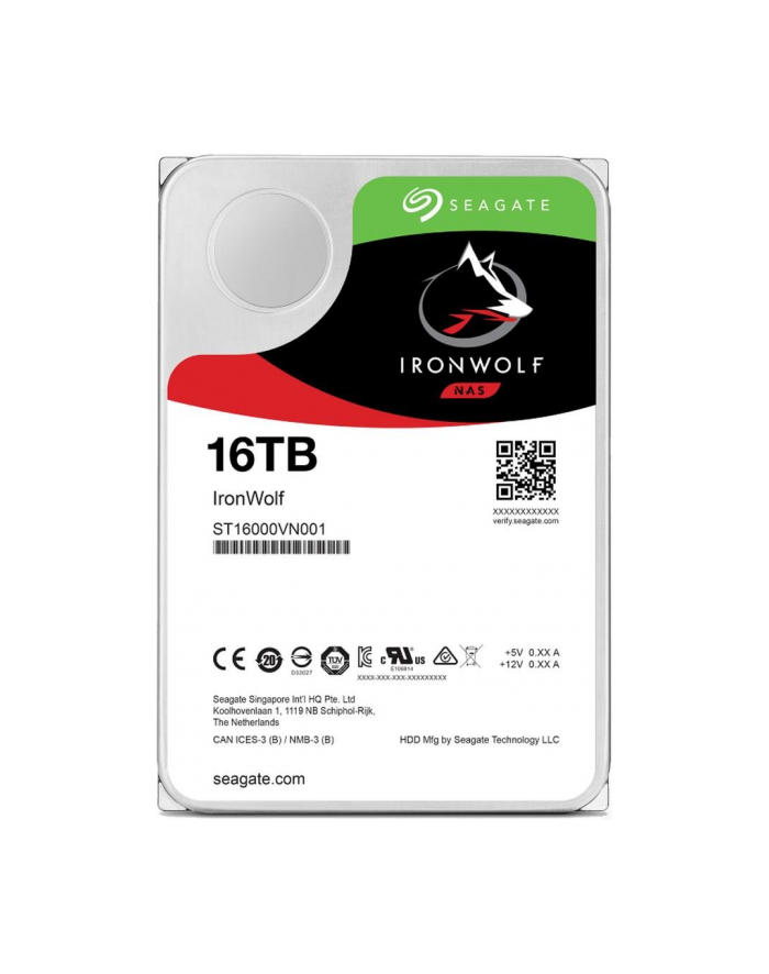 Dysk Seagate IronWolf, 3.5'', 16TB, SATA/600, 7200RPM, 256MB cache główny