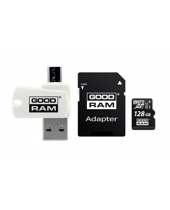 Karta pamięci z adapterem i czytnikiem kart GoodRam All in one M1A4-1280R12 (128GB; Class 10; Adapter  Czytnik kart MicroSDHC  Karta pamięci) nr 1
