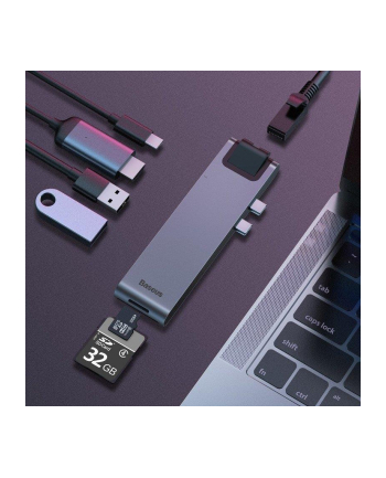 Hub USB Baseus CAHUB-L0G (2x USB 3.0; kolor szary)