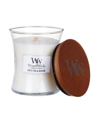 Świeca w szkle WoodWick średnia White Tea & Jasmine 92062E (114mm x 98mm)