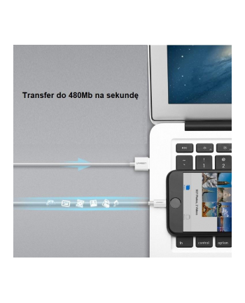 Kabel UGREEN 20728 (USB 20 M - Lightning M; 1m; kolor biały)