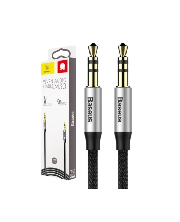 Kabel Baseus CAM30-BS1 (Jack 3 5 mm - Jack 3 5 mm ; 1m; kolor czarno-srebrny)