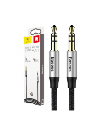 Kabel Baseus CAM30-BS1 (Jack 3 5 mm - Jack 3 5 mm ; 1m; kolor czarno-srebrny)