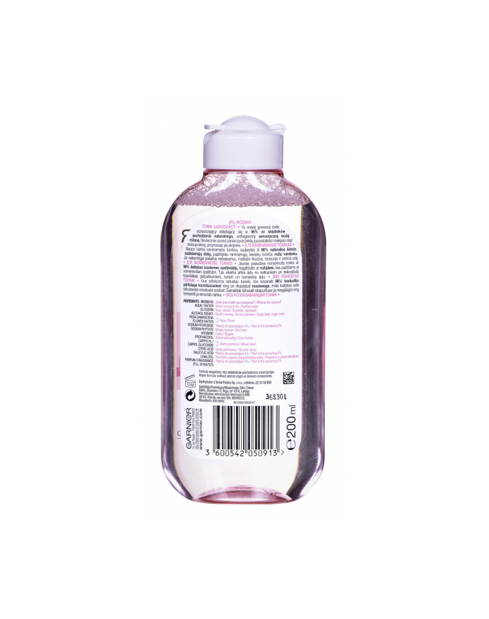 Toniki łagodzący do twarzy Garnier Skin Naturals Sensitive Rose (Uniwersalny; 200 ml) główny