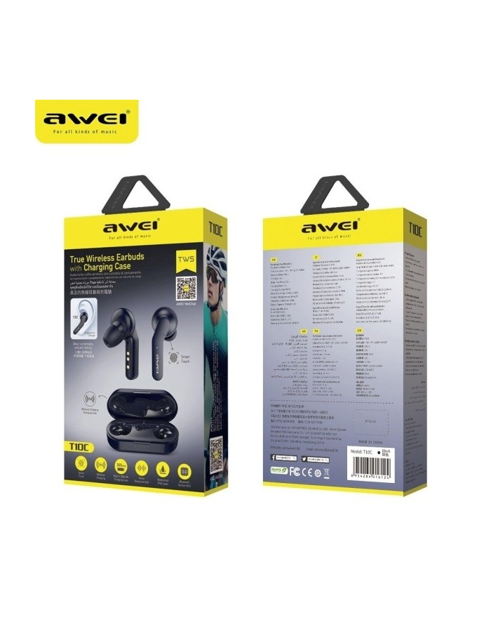 awei Słuchawki Bluetooth 5.0 T10C TWS + stacja dokujaca czarny główny