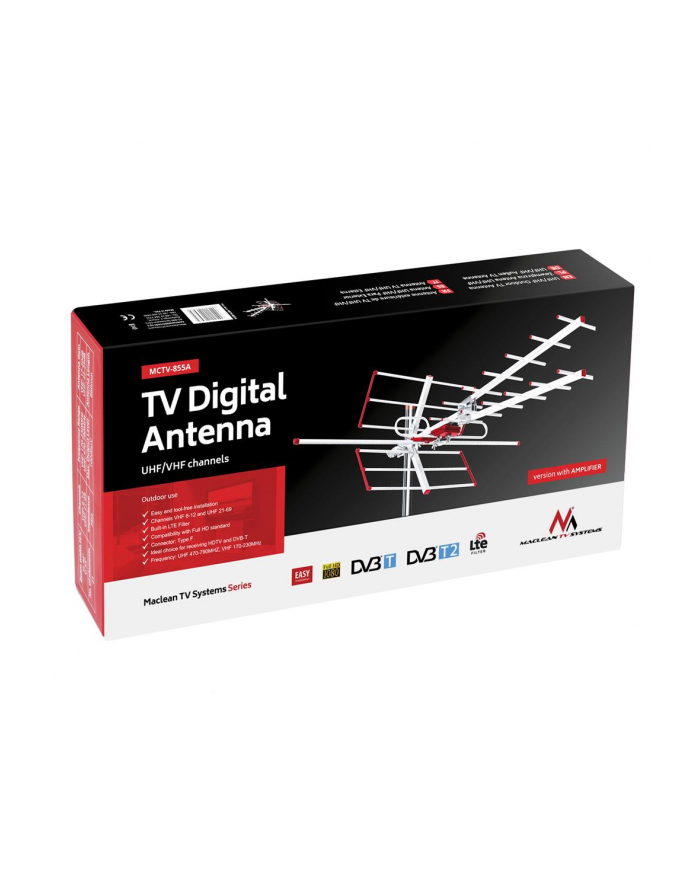 Maclean MCTV-855A Antena zewnętrzna TV DVB-T Combo UHF VHF aktywna max 100dBµV główny