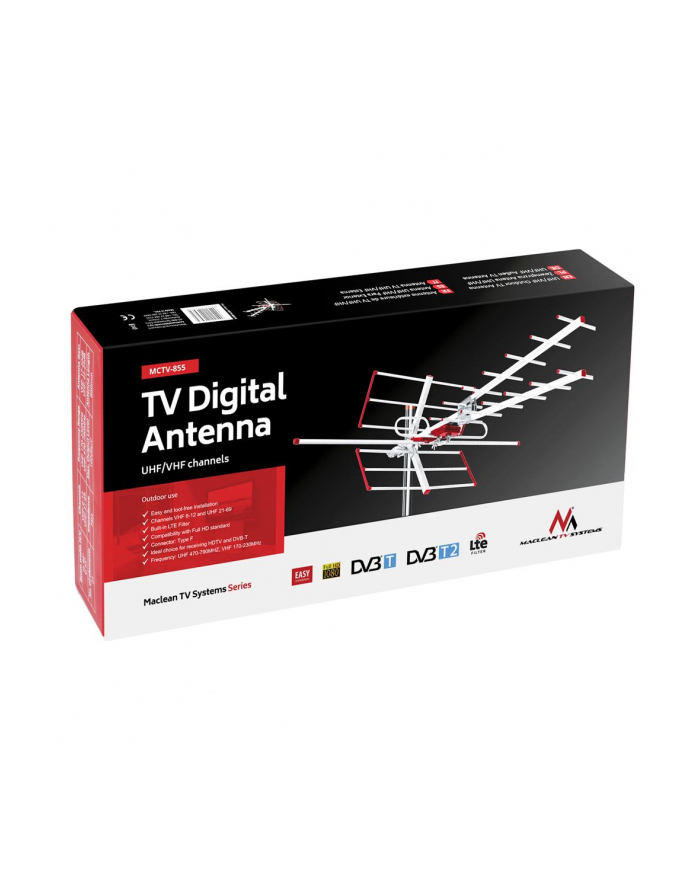 Maclean MCTV-855 Antena zewnętrzna TV DVB-T Combo UHF VHF pasywna max 100dBµV główny