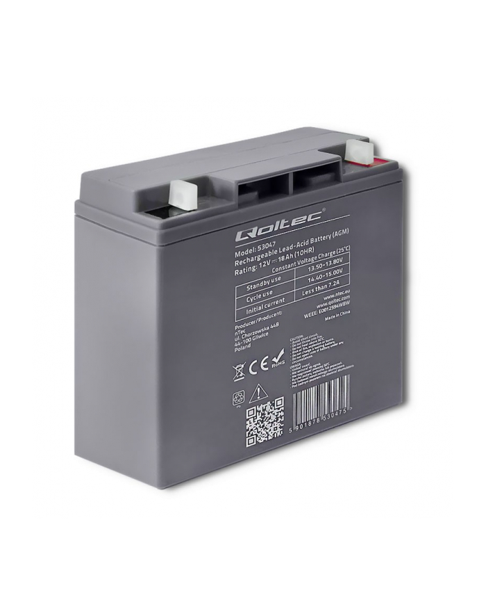 qoltec Akumulator AGM 12V | 18Ah | max. 270A główny