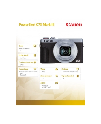 canon Aparat PowerShot G7X Mark III 3638C002 srebrny nr 2