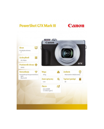 canon Aparat PowerShot G7X Mark III 3638C002 srebrny