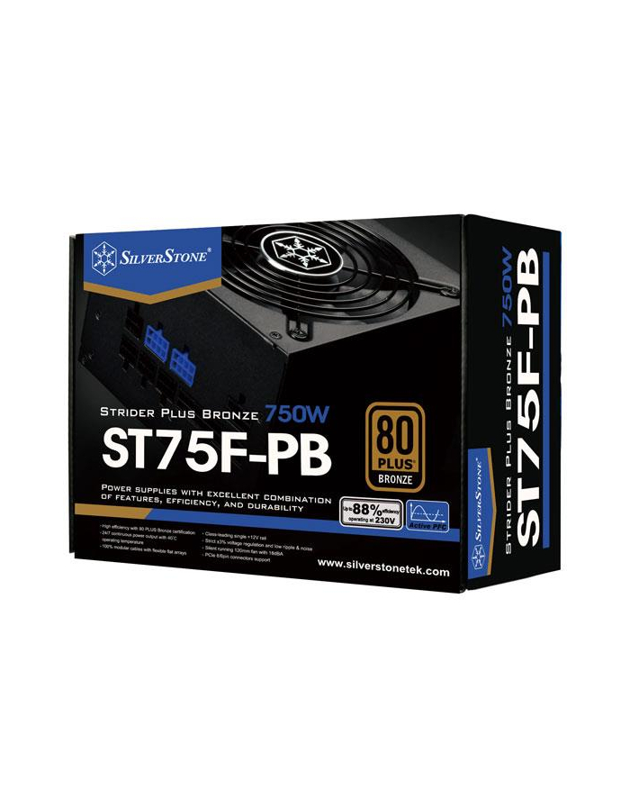 Silverstone ATX PSU SST-ST75F-PB, 750W 80 Plus Bronze, Low Noise 120mm, Modular główny