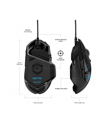 Mysz Logitech G502 Gaming HERO EU 910-005471 (optyczna; 16000 DPI; kolor czarny