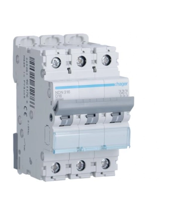 HAGER WYŁĄCZNIK NADPRĄDOWY 10KA 3P D 16A (NDN316) nr 1