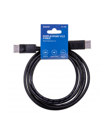 Kabel SAVIO CL-136 (DisplayPort M - DisplayPort M; 2m; kolor czarny)