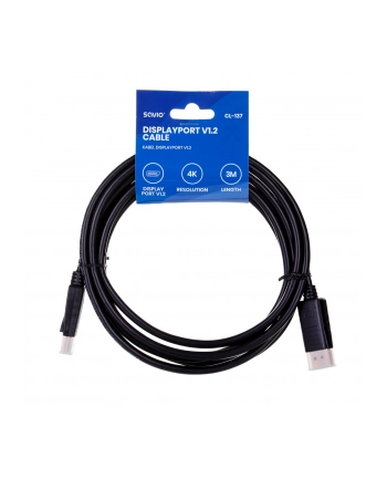 Kabel SAVIO CL-137 (DisplayPort M - DisplayPort M; 3m; kolor czarny) nr 2