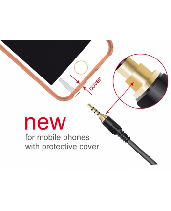 Przedłużacz audio Delock minijack M/F 4Pin 1m czarny dla iPhone nr 1