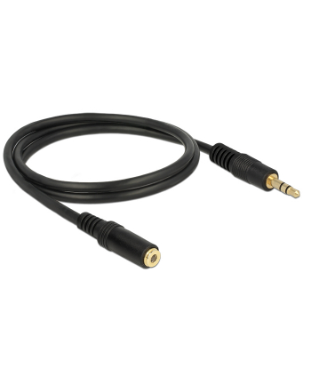 Kabel audio Delock minijack - minijack M/F 3 Pin 1m czarny