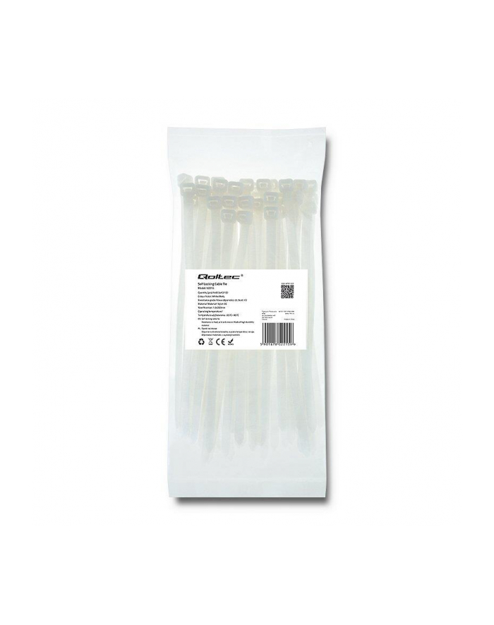 Opaska zaciskowa Qoltec | 7.2*200 | 50szt | nylon UV | Biała główny
