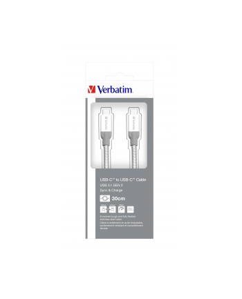 Kabel Verbatim USB-C(M) - USB-C(M) 3.1 Gen 2 0.3m srebrny