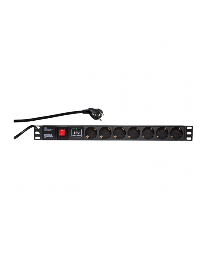 Listwa zasilająca LogiLink do szaf PDU7C01 19'' 16A PDU 7x Schuko 2m czarna główny