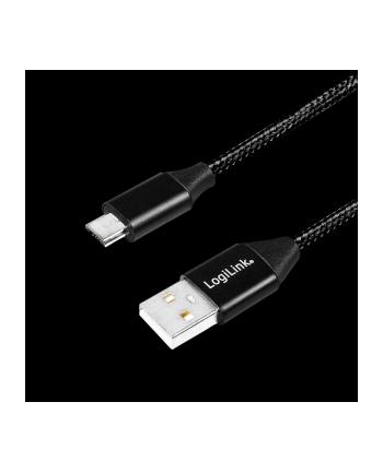 Kabel USB 2.0 LogiLink CU0143 USB A - micro USB B, M/M, czarny 0,3m