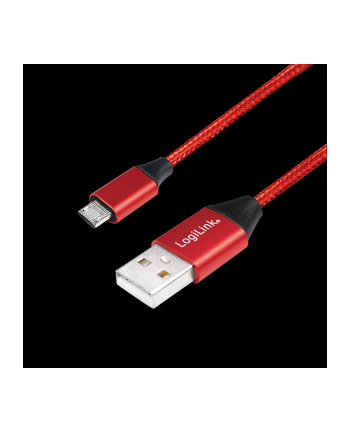 Kabel USB 2.0 LogiLink CU0151 USB A - micro USB B, M/M, czerwony 0,3m