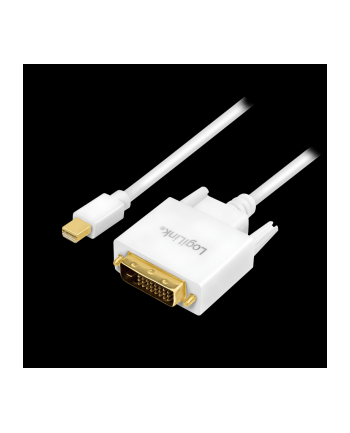 Kabel adapter LogiLink CV0137 Mini DisplayPort - DVI, biały, 1,8m