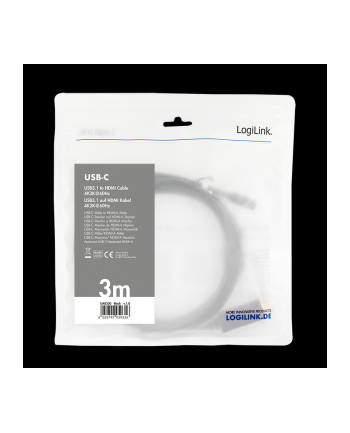 Kabel adapter LogiLink UA0329 USB-C - HDMI 2.0, czarny 1,8m