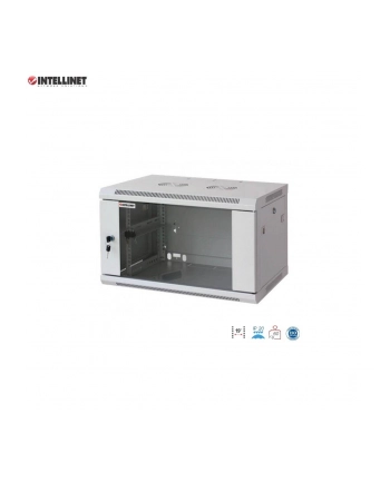 Szafa wisząca, zmontowana Intellinet 6U, 600x450, Rack 19'', szklane drzwi, szara nr 1