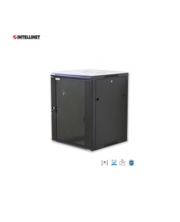 Szafa wisząca, zmontowana Intellinet 6U, 600x450, Rack 19'', szklane drzwi, czarna nr 1