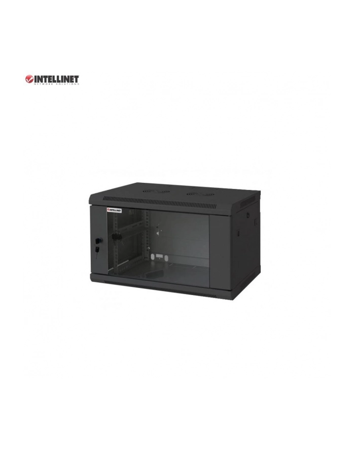 Szafa wisząca, zmontowana Intellinet 9U, 600x450, Rack 19'', szklane drzwi, czarna główny