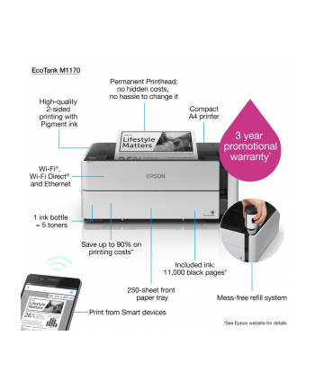 epson Drukarka EcoTank M1170  A4/39ppm/USB/Duplex/(W)LAN nr 1