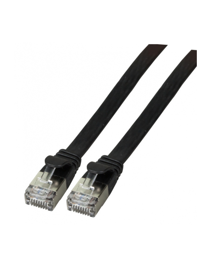 efb elektronik EFB Patch cord PŁASKI FLAT U/FTP, PVC, kat.6A 0.5m, miedź, czarny główny