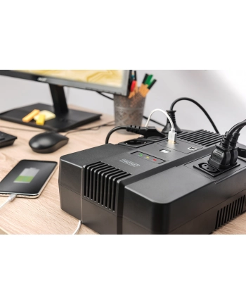 DIGITUS UPS Line-Interactive 600VA/360W AVR 4xSCHUKO 3xIEC C13 1xUSB A/B RJ45 nr 2