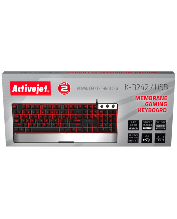 Klawiatura Activejet K-3242 (membranowa; USB; (US); kolor czarno-srebrny